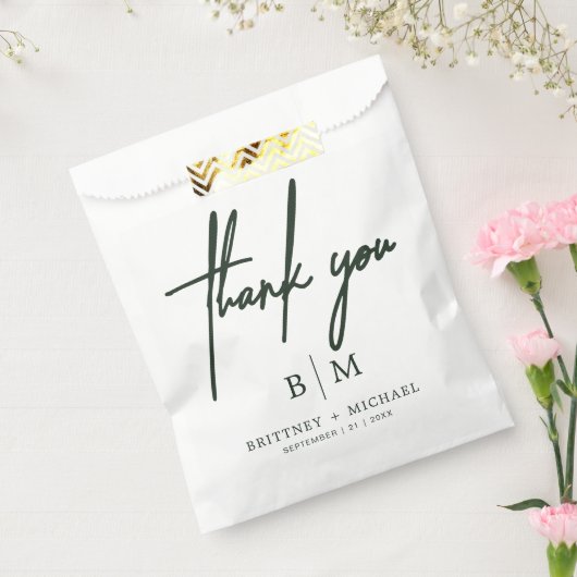 Minimale dank voor uw bruiloft: groen bedankzakje (Gezegeld)