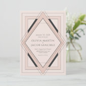 Minimale  Deco Blush Black Uitnodiging (Staand voorkant)