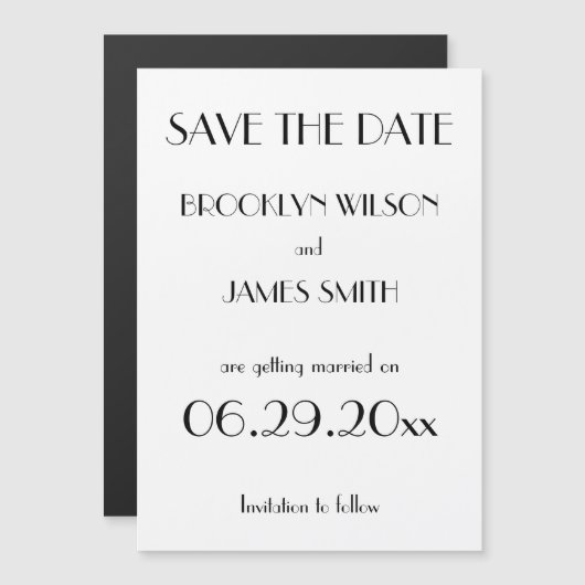 Minimale Deco Witte Trouwkaart Save The Date Magnetische Uitnodiging (Voorkant / Achterkant)