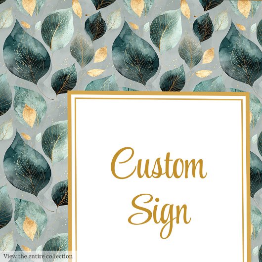 Minimale Deep Green Gold Eucalyptus Wedding Custom Poster