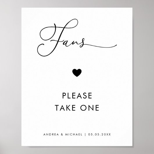 Minimale delicate script & hart fans bruiloft teke poster (Voorkant)
