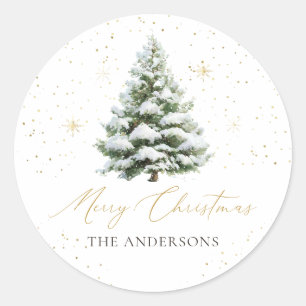 Minimale dennenboom Kerst klassieke ronde sticker
