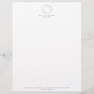 Minimale Designer Scribble Logo in Roos Gold Briefhoofd Ontwerp
