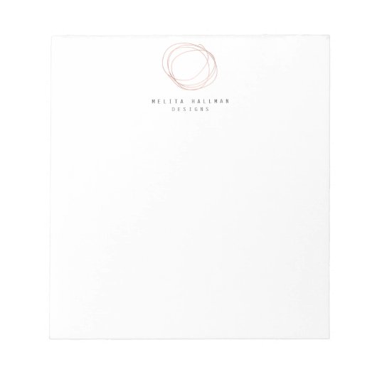 Minimale Designer Scribble Logo in Roos Gold Notitieblok (Voorkant)