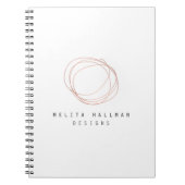 Minimale Designer Scribble Logo in Roos Gold Notitieboek (Voorkant)