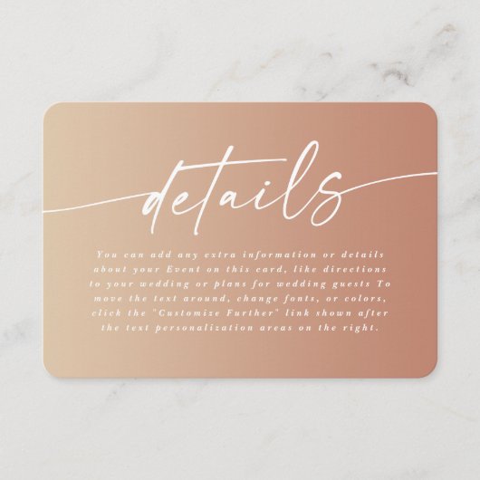 Minimale details over castratie en geel ombre Fade Informatiekaartje (Voorkant)