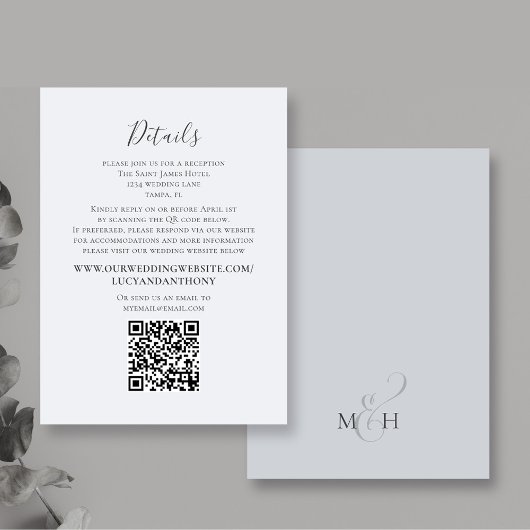 Minimale details QR-code voor bruiloft Informatiekaartje