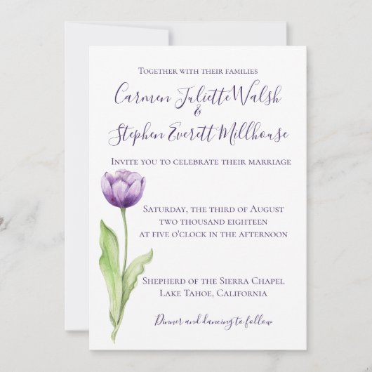 Minimale diepste Paarse eenzijdige tulpweddenschap Kaart (Voorkant)