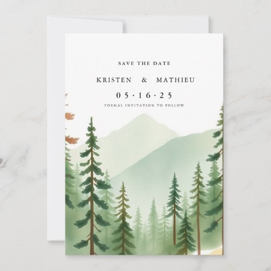 Minimale digitale berg save the date (Voorkant)