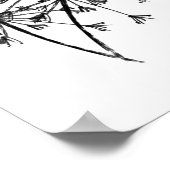 Minimale digitale dandelion-schets zwart poster (Hoek)