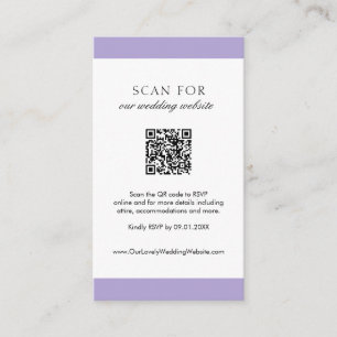 Minimale digitale lavender moderne QR-code bruilof Informatiekaartje