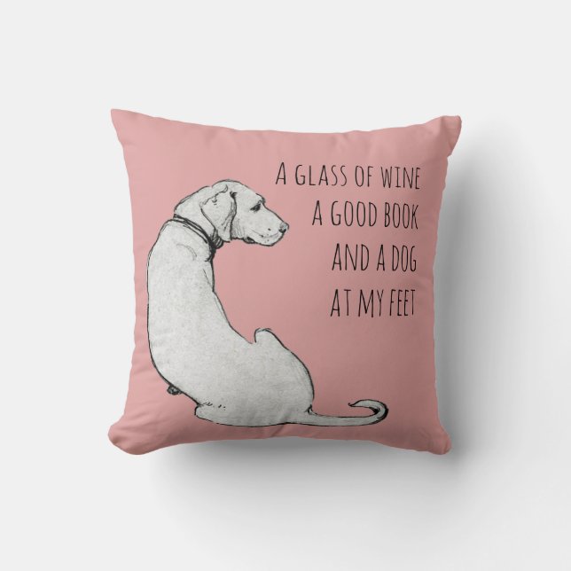 Minimale Dog Mam Quote Labrador Art Roze Kussen (Voorkant)