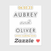 Minimale donkergrijs- en goudweddenschapsdatum sticker (Vel)