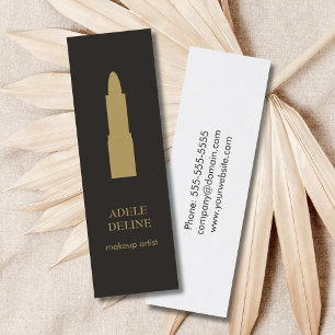 Minimale donkergrijze gouden lipstick-artiest mini visitekaartje