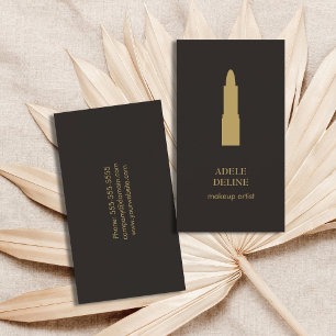 Minimale donkergrijze gouden lipstick-artiest visitekaartje