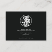 Minimale donkerzwart witscript: bedankt visitekaartje (Achterkant)