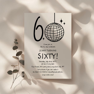 Minimale Doodle 60ste Disco Bal Verjaardag Kaart