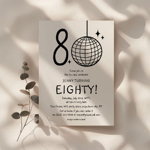 Minimale Doodle 80ste Disco Bal Verjaardag Kaart
