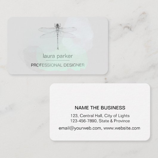 Minimale Dragonfly Professional Black en White Visitekaartje (Voorkant / Achterkant)