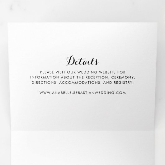 Minimale drievoudig huwelijk tussen zwart en wit drieluik uitnodiging (Binnenzijde eerst)