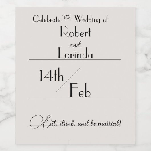 Minimale Drink Wijn Etiket (Enkel label)