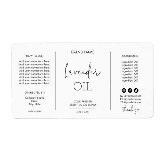 Minimale Dropper Fles Productlabels Etiket (Voorkant)