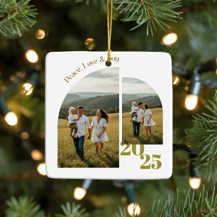 Minimale dubbelzijdige boog twee foto's keramisch ornament