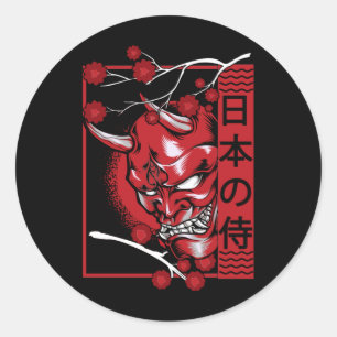 Minimale duivelkunst van de Japanse demon Ronde Sticker