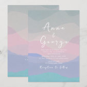Minimale Dusty Blue Boho Huwelijksuitnodiging Kaart (Voorkant / Achterkant)
