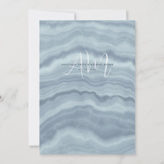 Minimale Dusty Blue Elegant bruiloft Uitnodigen Kaart (Achterkant)