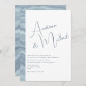 Minimale Dusty Blue Elegant bruiloft Uitnodigen Kaart (Voorkant / Achterkant)