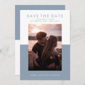 Minimale Dusty Blue en White Photo Save the Date (Voorkant / Achterkant)