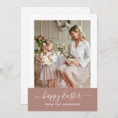Minimale eBay Blush Script Family Photo Easter Feestdagenkaart (Voorkant / Achterkant)
