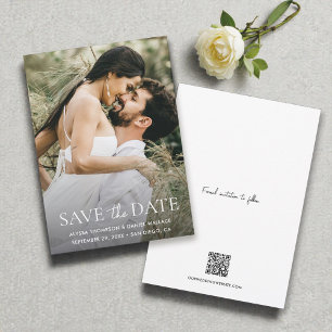 Minimale één foto Moderne QR code bruiloft website Save The Date