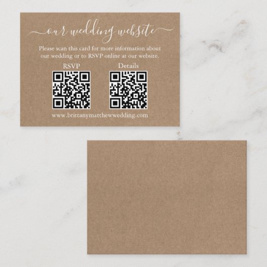 Minimale Eenvoudige 2 QR Weddenschap RSVP Details  Informatiekaartje (Voorkant / Achterkant)