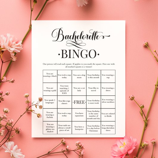 Minimale Eenvoudige Bachelorette Bingo Game