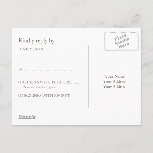 Minimale eenvoudige basis neutrale RSVP Uitnodiging Briefkaart (Achterkant)