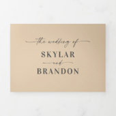 Minimale Eenvoudige Bleke Gele Bold Names Wedding Drieluik Uitnodiging (Cover)