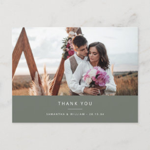 Minimale eenvoudige bruiloft dank u foto briefkaart