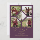 Minimale eenvoudige bruiloft Fancy 5 foto's collag Save The Date (Voorkant)