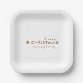 Minimale, eenvoudige, compacte, prettige kerstpapi papieren bordje (Voorkant)