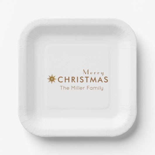 Minimale, eenvoudige, compacte, prettige kerstpapi papieren bordje (Voorkant)