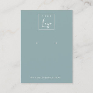 Minimale Eenvoudige Dusky Blue Grey Earring Displa Visitekaartje