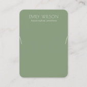 Minimale eenvoudige Dusky Muted Green Ketting Disp Visitekaartje (Voorkant)