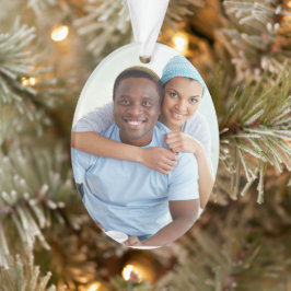 Minimale eenvoudige familiefoto Kerstmis Ornament