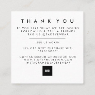 Minimale, eenvoudige, gebold, bedankt kaart vierkante visitekaartje