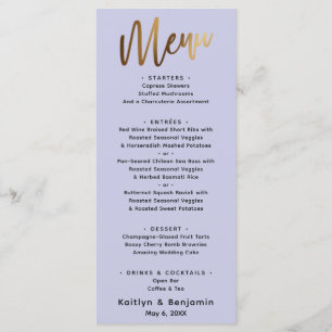 Minimale Eenvoudige Gold Typografie Lavender Menu