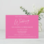 Minimale Eenvoudige Heet Roze Modern Script Bruilo Kaart (Staand voorkant)