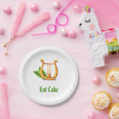 Minimale Eenvoudige Ierse Golden Harp Eat Cake Papieren Bordje (Feest)