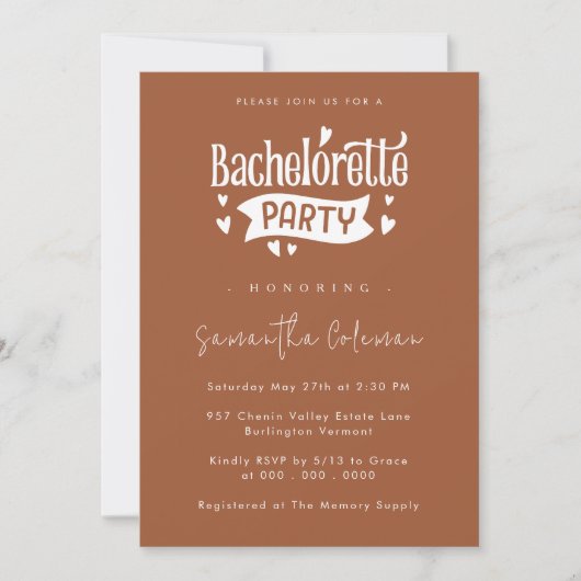 Minimale Eenvoudige Manuscript Modern Bachelorette Kaart (Voorkant)